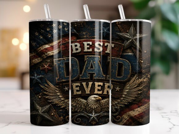 Best Dad Ever Patriotic Tumbler Wrap PNG Review