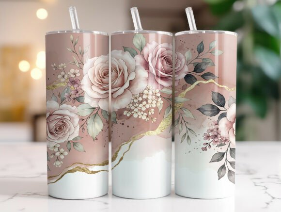 Blush Pink Rose Gold Marble 20oz Tumbler