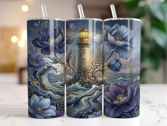 Coastal Lighthouse Blue Floral Tumbler Review