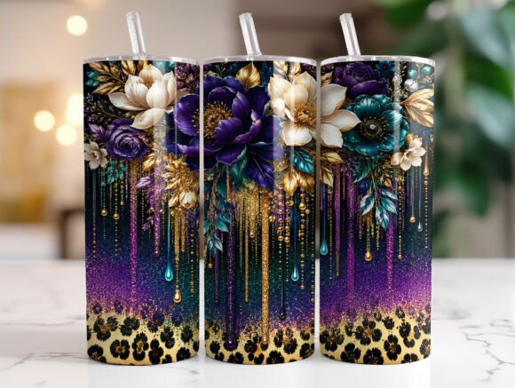 Floral Glitter Drip Leopard Tumbler Wrap Review