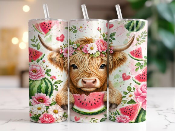 Highland Cow Watermelon Floral Tumbler Review