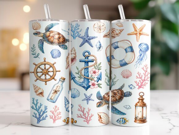 Nautical Summer Beach Tumbler Wrap