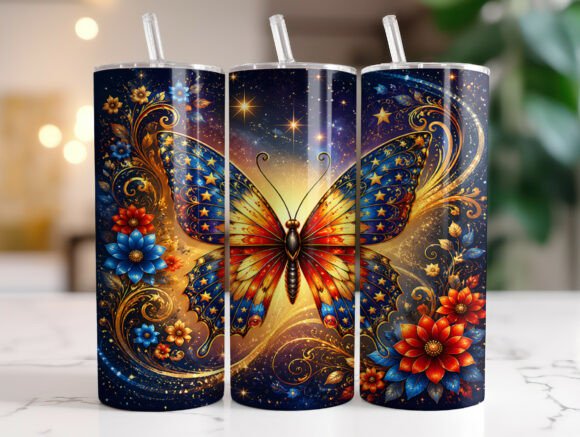 Patriotic Butterfly Floral Tumbler Wrap Design Review