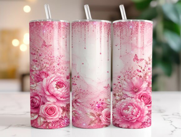 Pink Glitter Floral Tumbler Wrap Review