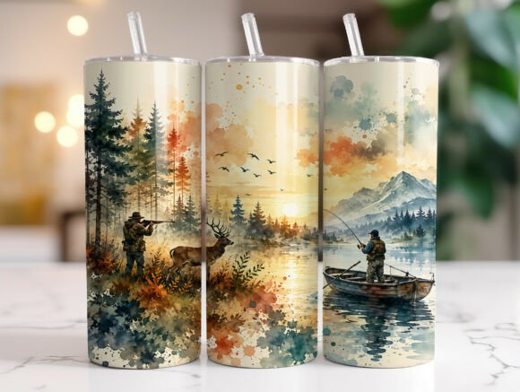Watercolor Hunting Fishing Tumbler Wrap Review